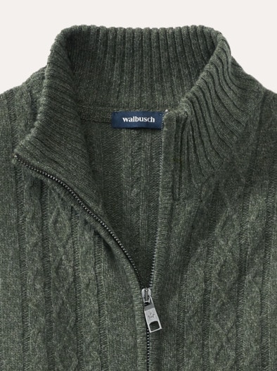 Cashmino Zopf-Strickjacke Oliv
