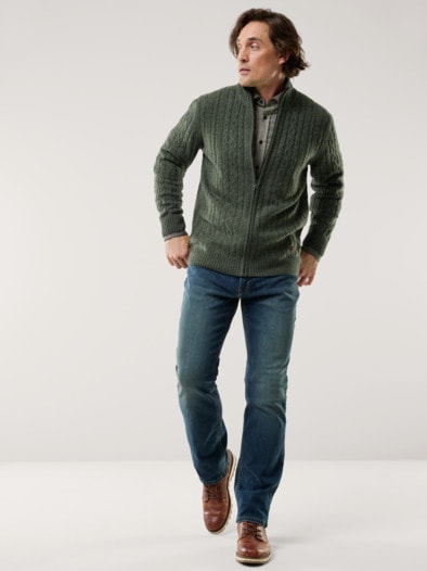 Cashmino Zopf-Strickjacke Oliv