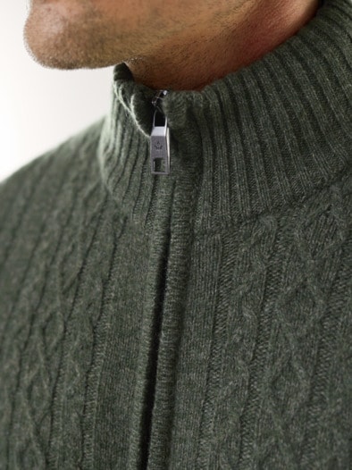 Cashmino Zopf-Strickjacke Oliv