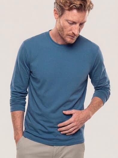 Langarmshirt aus Baumwollmix Meerblau