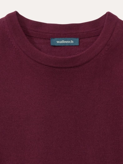 Rundhals-Pullover Merino Extrafein Bordeaux