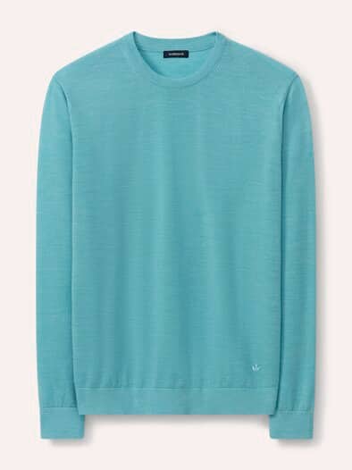 Rundhals-Pullover Merino Extrafein Mintgrün