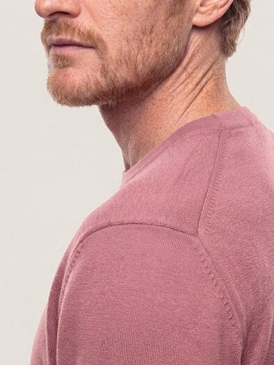 Rundhals-Pullover Merino Extrafein Rosenholz
