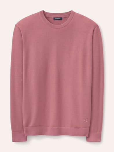 Rundhals-Pullover Merino Extrafein Rosenholz
