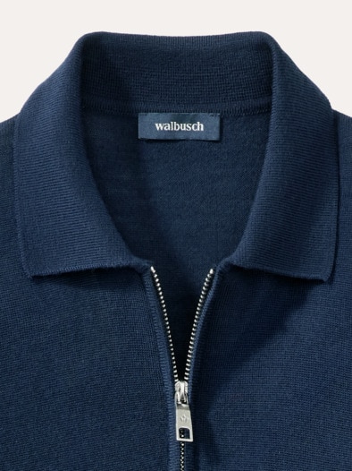 Polo-Pullover Merino Extrafein Marine