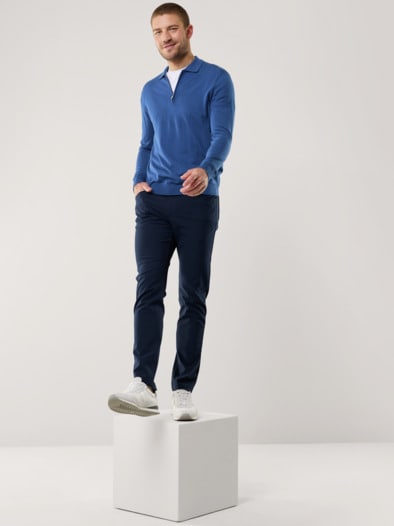 Polo-Pullover Merino Extrafein Königsblau