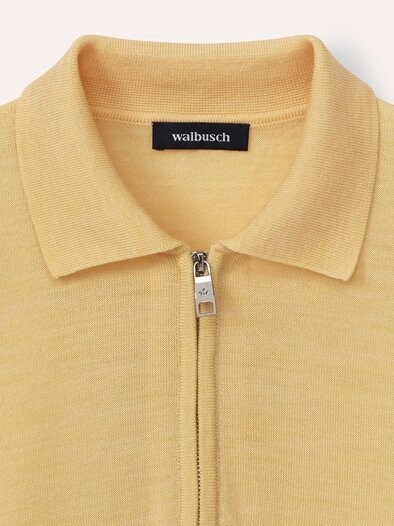 Polo-Pullover Merino Extrafein Zitronengelb