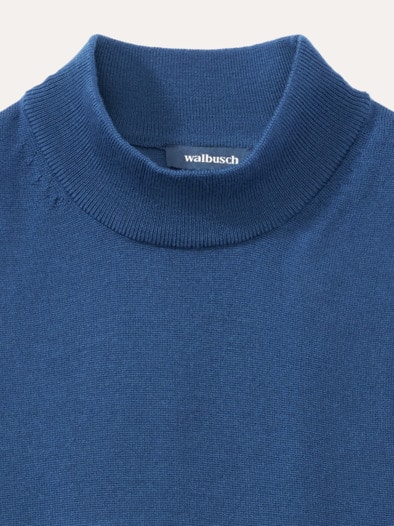 Stehbund-Pullover Merino Extrafein Königsblau
