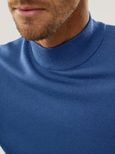 Stehbund-Pullover Merino Extrafein Königsblau