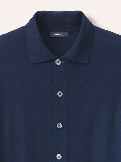 Strickpolo aus Merinowolle Marine