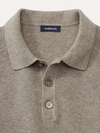 Patentstrick-Polopullover Oatmeal