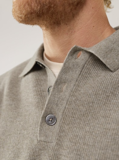 Patentstrick-Polopullover Oatmeal