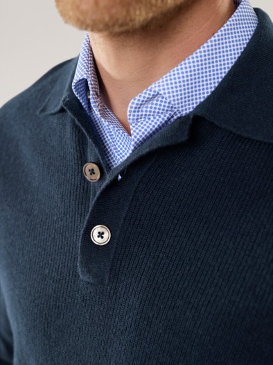 Patentstrick-Polopullover Marine