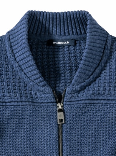 Zip-Jacke Strukturmix Mittelblau