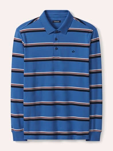Streifen Polo Mittelblau/Mar.