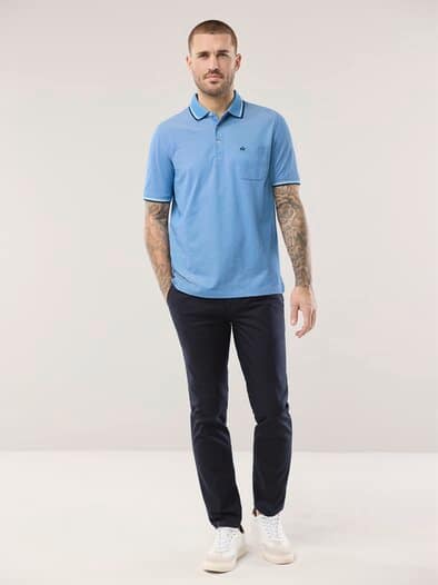 Extraglatt-Polo Bicolor Azurblau
