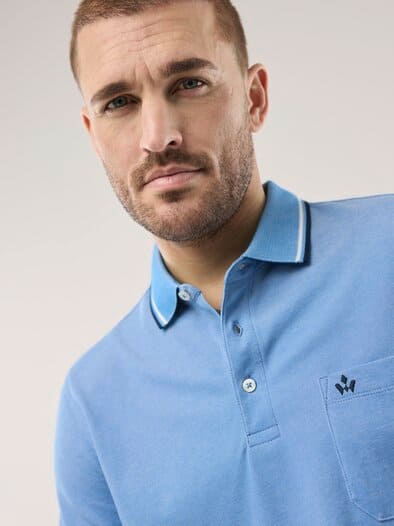 Extraglatt-Polo Bicolor Azurblau