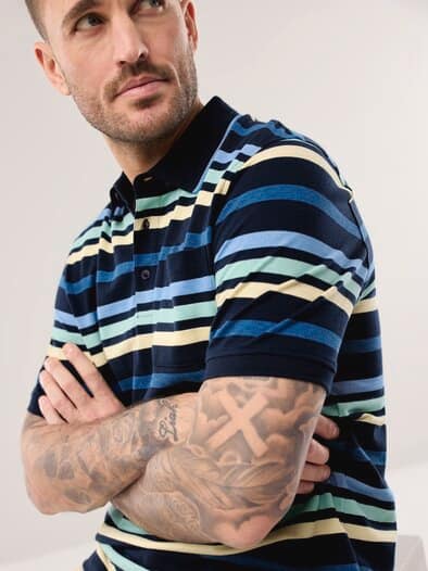 Extraglatt-Polo Bicolor Streifen