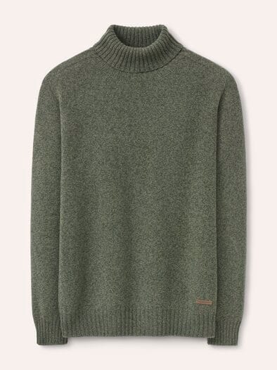 Rollkragenpullover aus Lammwolle Salbei