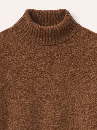 Rollkragenpullover aus Lammwolle Cognac