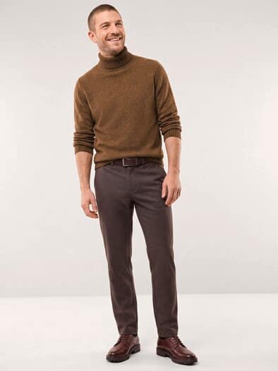 Rollkragenpullover aus Lammwolle Cognac
