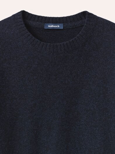 Lammwoll-Pullover Nahtlos Marine