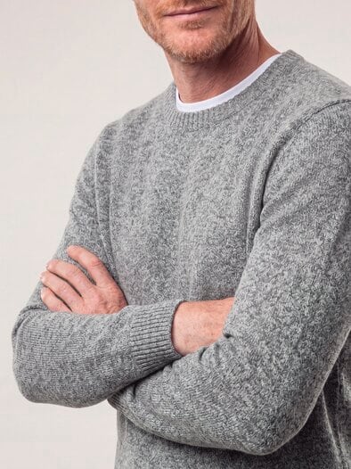 Lammwoll-Pullover Nahtlos Grau Melange