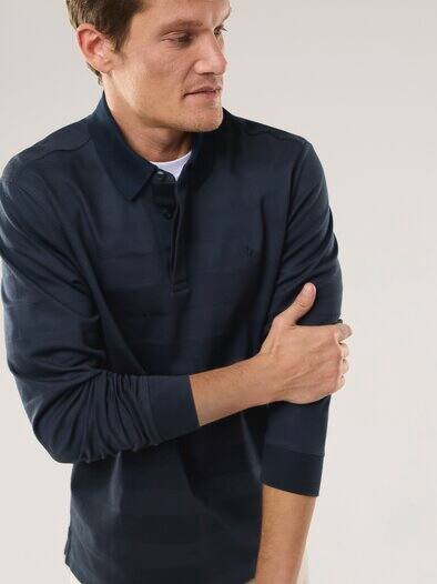 Baumwoll-Polo Webeffekt Marine