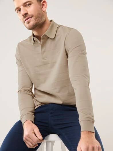 Baumwoll-Polo Webeffekt Sand