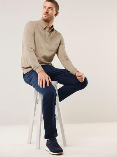 Baumwoll-Polo Webeffekt Sand