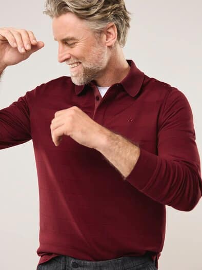 Baumwoll-Polo Webeffekt Dunkelrot