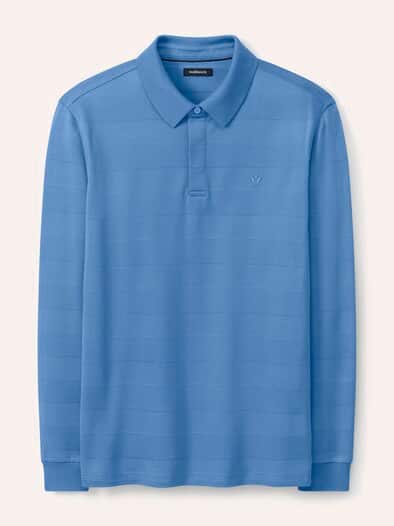 Baumwoll-Polo Webeffekt Rauchblau