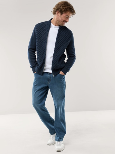 Premium Baumwoll-Strickjacke Marine