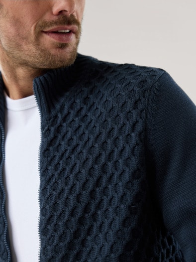 Premium Baumwoll-Strickjacke Marine