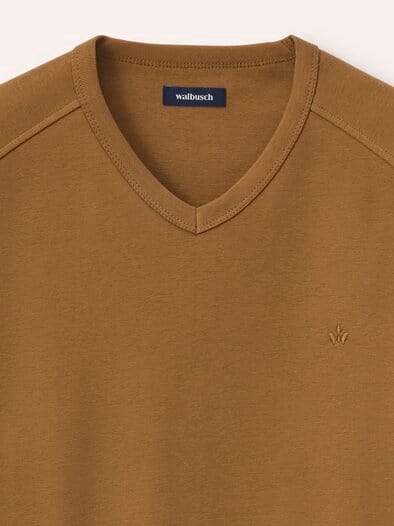 Zu schade für drunter-Shirt V-Neck Cognac