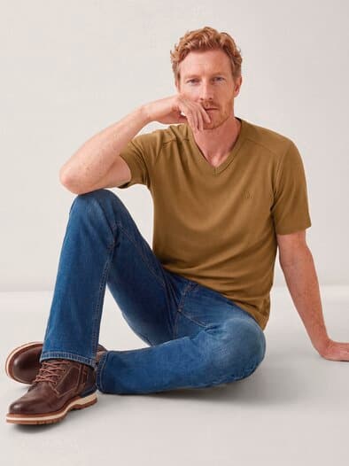 Zu schade für drunter-Shirt V-Neck Cognac