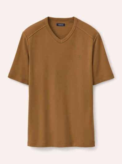 Zu schade für drunter-Shirt V-Neck Cognac