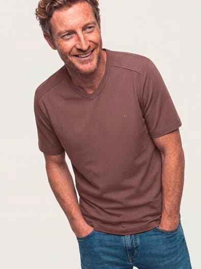 Zu schade für drunter-Shirt V-Neck Braun