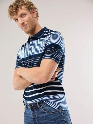 Pique-Polo Hitzefrei Streifen Marine