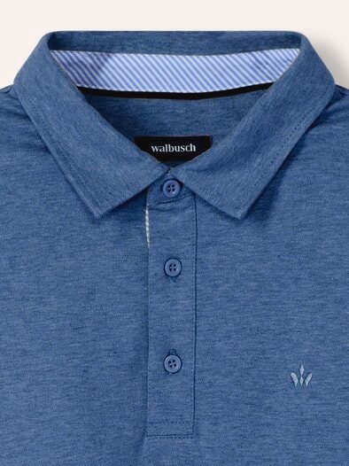 Langarmpolo aus Baumwollmix Blau