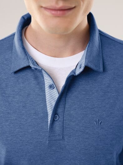 Langarmpolo aus Baumwollmix Blau