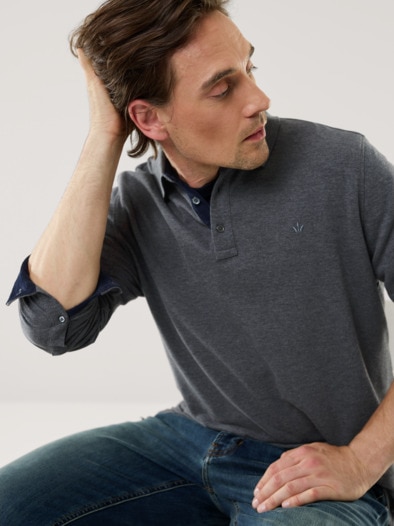 Merino Mix Polo Grau