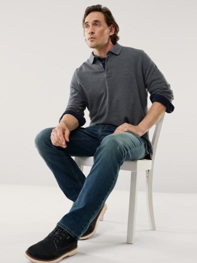 Merino Mix Polo Grau