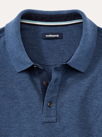 Merino Mix Polo Mittelblau
