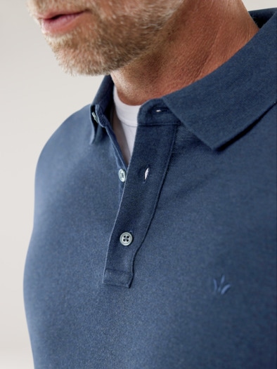 Merino Mix Polo Mittelblau