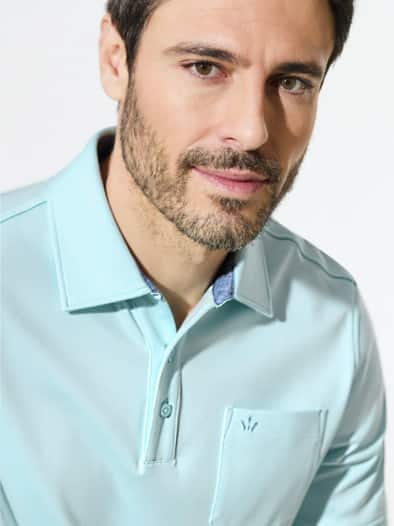Walbusch-Kragen Polo Light Aqua