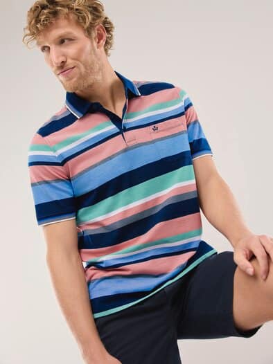 Extraglatt-Polo Bicolor Streifen