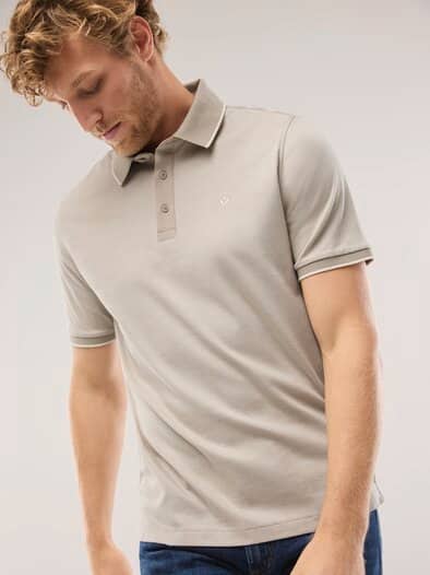 Interlock Polo Streifen Sand