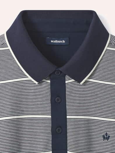 Interlock Polo Streifen Marine