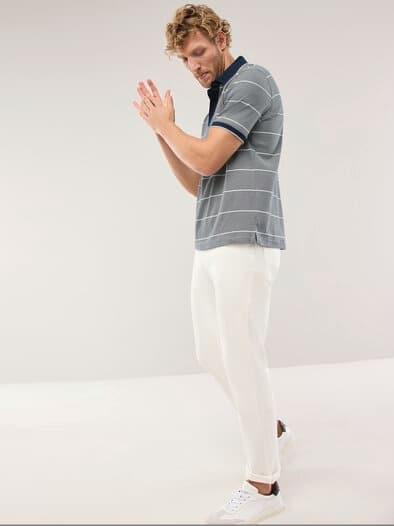 Interlock Polo Streifen Marine